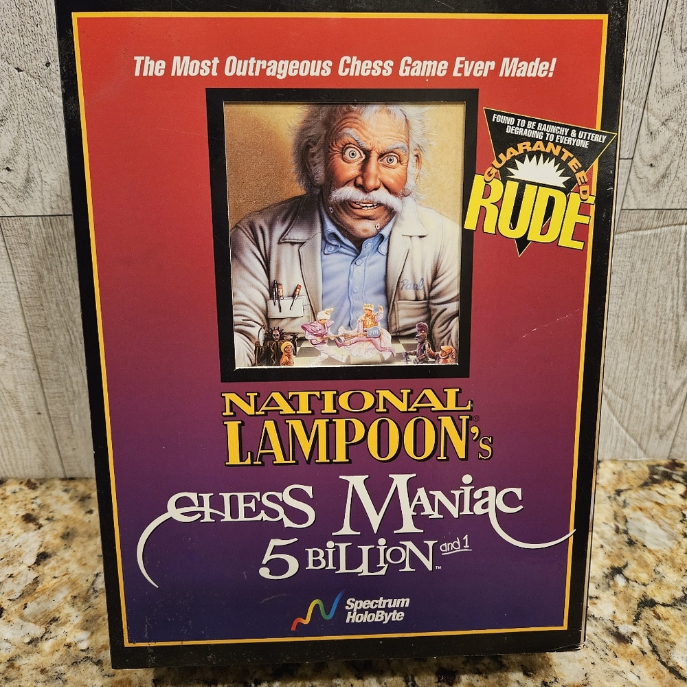 National Lampoon's Chess Maniac 5 Billion and 1 PC Game 3.5" disk IBM Big Box